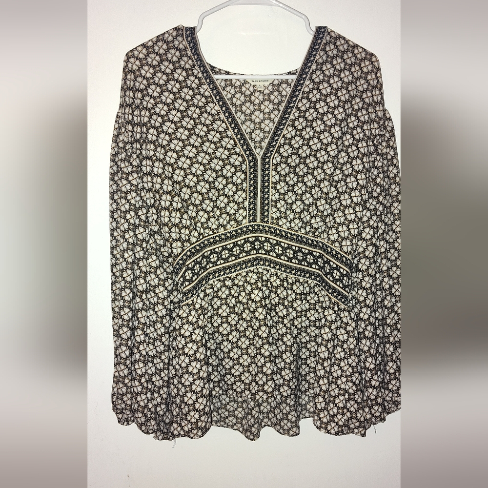 Patterned Black and Cream Dress